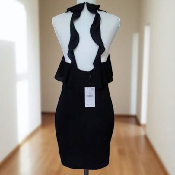 ZARA Halter Open Back Dress Black L NWT - Picture 5 of 11